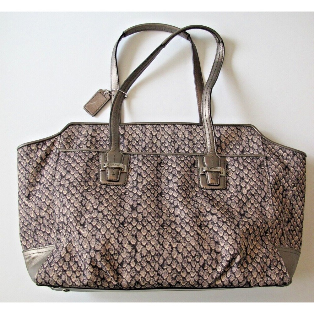 Coach Handbag Purse Taylor F26034 Satchel Pewter Gray Black Leather Tote - Picture 1 of 13
